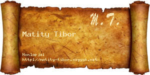 Matity Tibor névjegykártya
